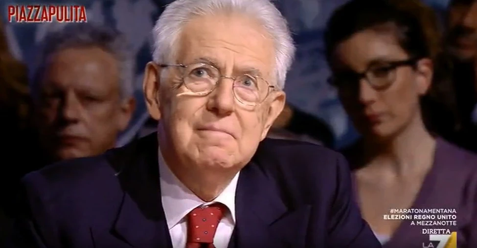 Piazzapulita, Mario Monti è una maschera di dolore per Boris Johnson e Brexit: gli mostrano Borghi, lui crolla
