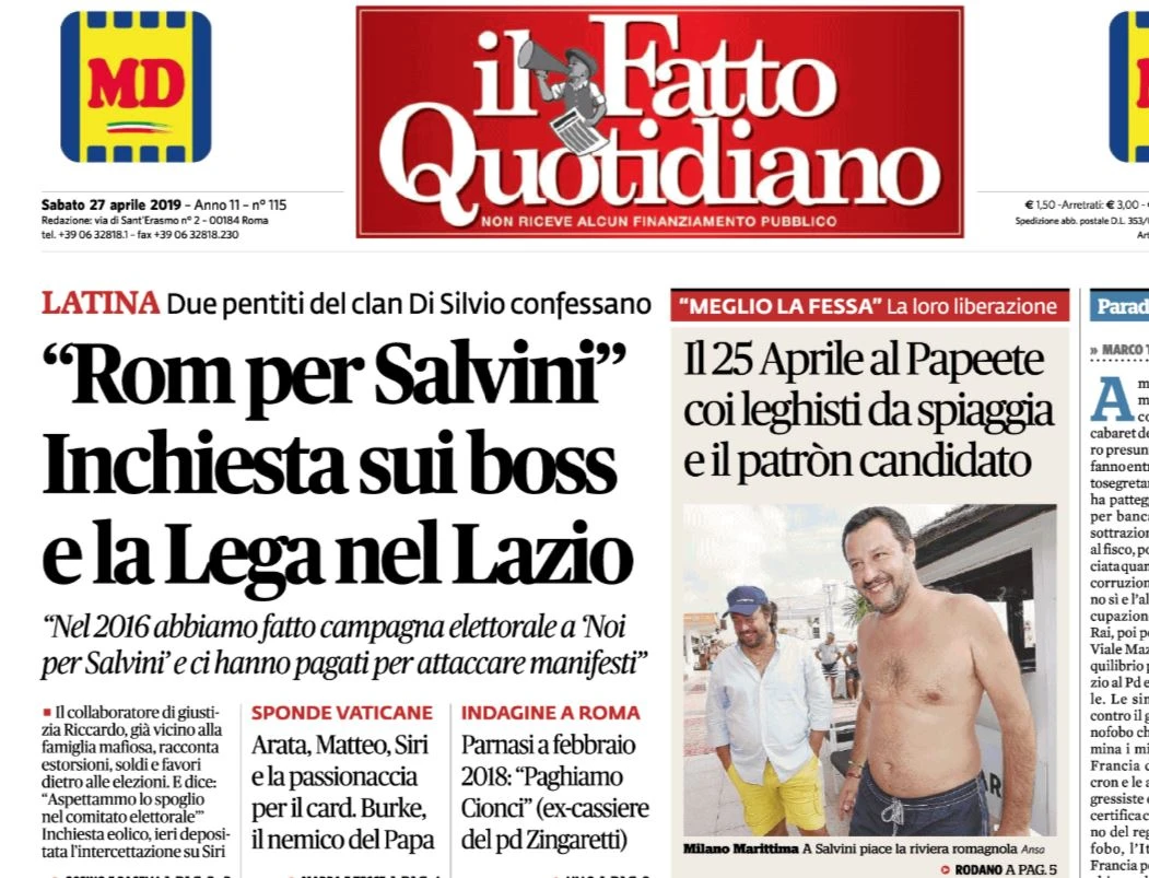 Marco Travaglio, bomba di fango a orologeria sul Fatto: "Rom per Matteo Salvini"