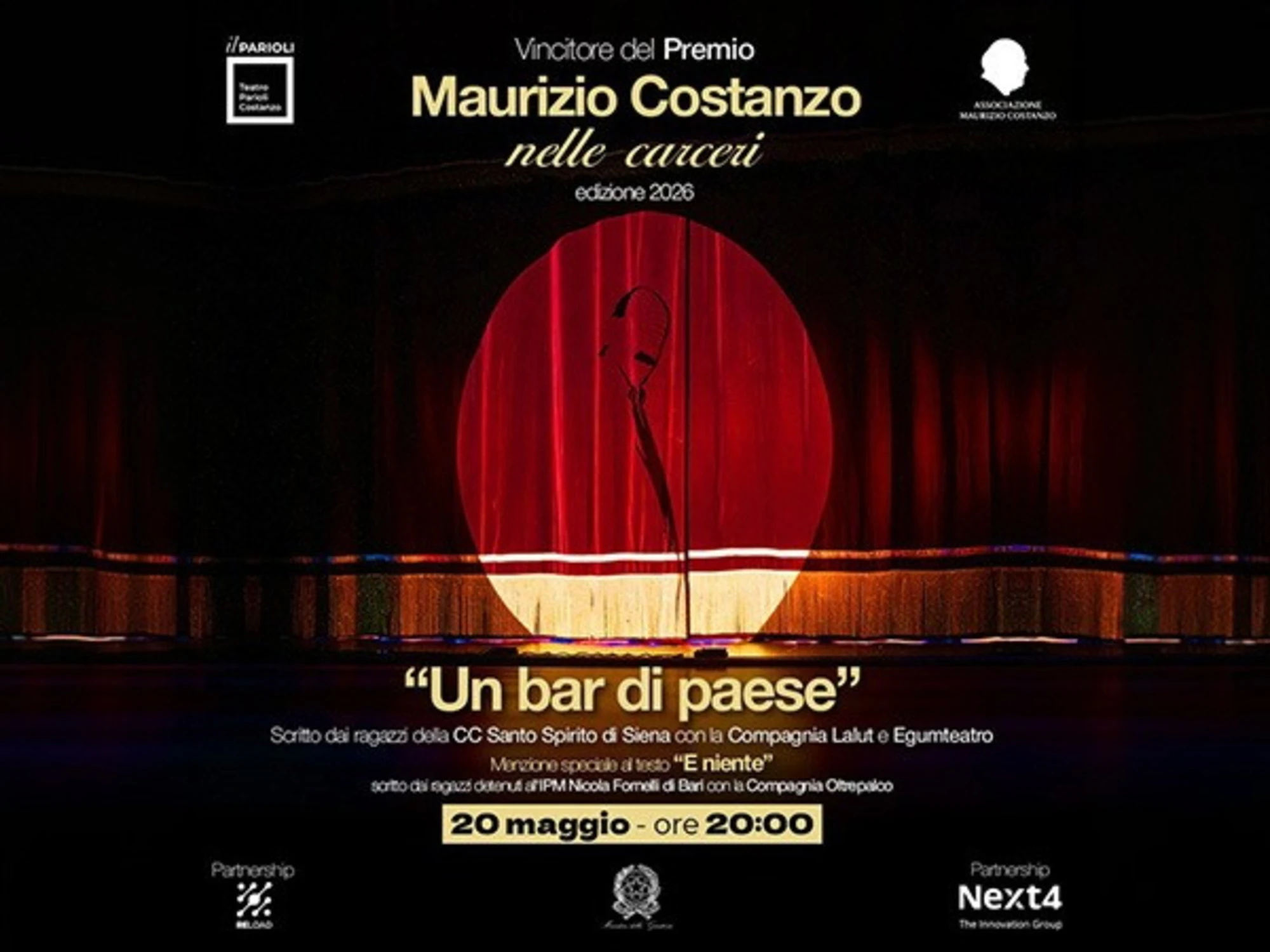 Premio Maurizio Costanzo nelle carceri, vince un bar di Paese
