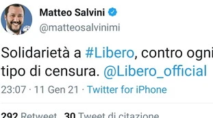 Libero bloccato su Twitter, la solidarietà di Salvini e Meloni: "No alla censura", "Questa è la sinistra italiana"