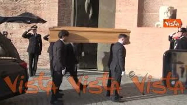 Funerali di Antonino Zichichi, l'arrivo del feretro alla Basilica di Santa Maria degli Angeli