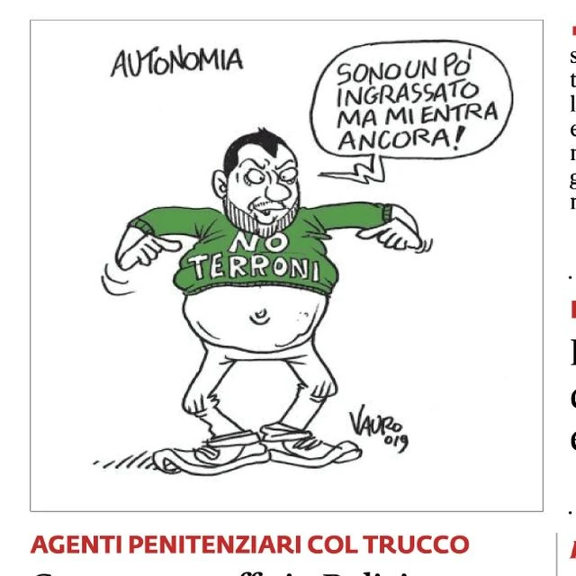 Vauro, la vignetta oscena contro Matteo Salvini: obeso, gli infila una felpa con su scritto... Ma veramente?