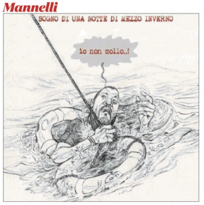 Marco Travaglio, la vignetta di Mannelli sulla prima pagina del Fatto: Matteo Salvini affoga come un immigrato