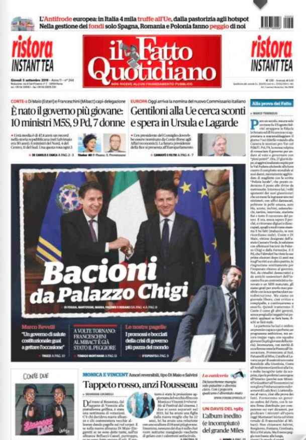 Marco Travaglio ossessionato da Matteo Salvini: la prima pagina del "Fatto" nel giorno del Conte-bis