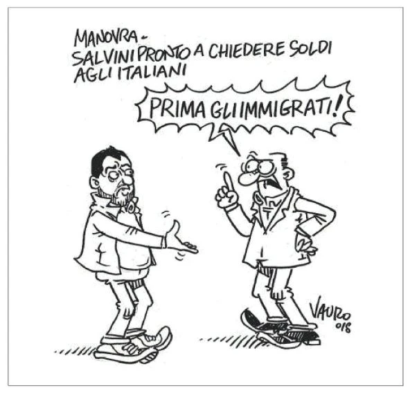 Vauro Senesi, la vignetta "fuori dal mondo" contro Matteo Salvini: "Prima gli immigrati". Ma è serio?