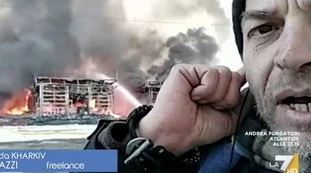 L'aria che tira, bomba in diretta sull'inviato in Ucraina: "Oh Gesù santo", Myrta Merlino sotto choc