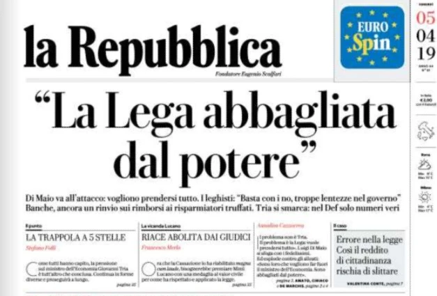 Luigi Di Maio, il titolo di prima pagina di Repubblica: cosa proprio non torna