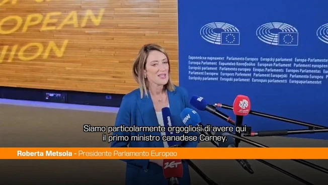 Metsola "Orgoglio per Carney al Parlamento Ue, Europa attore geopolitico"