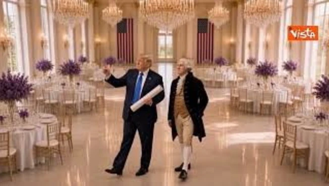 Trump pubblica video IA in cui mostra a George Washington la nuova ballroom della Casa Bianca