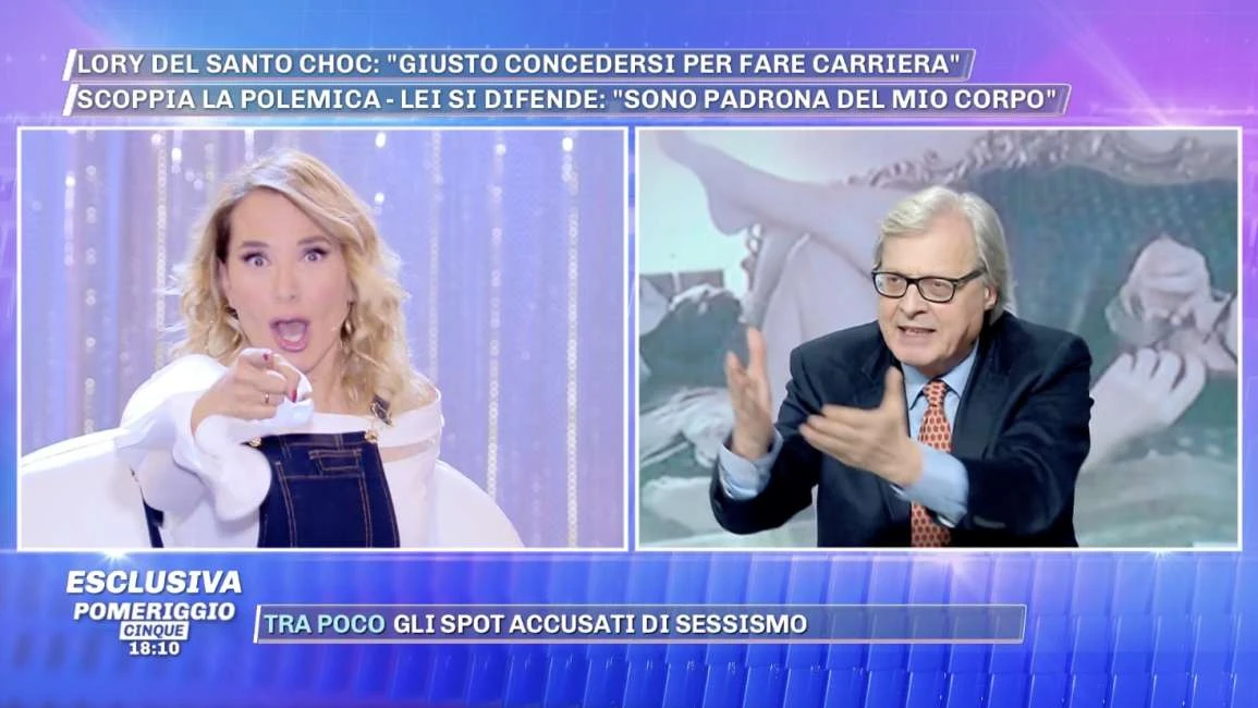 Pomeriggio 5, Vittorio Sgarbi fuori controllo contro la D'Urso: l'insinuazione in diretta, lei lo gela
