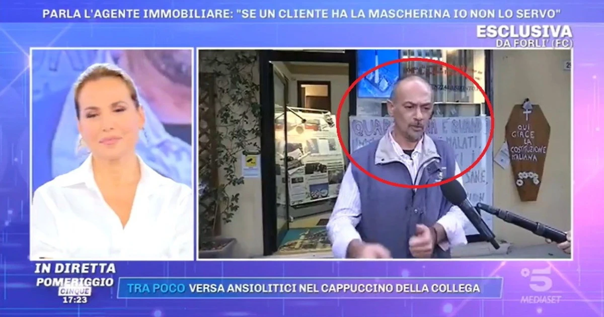 Pomeriggio 5, rifiuta di indossare la mascherina e dà fuori di testa contro la D'Urso: "Terrorista, hai sbagliato persona"
