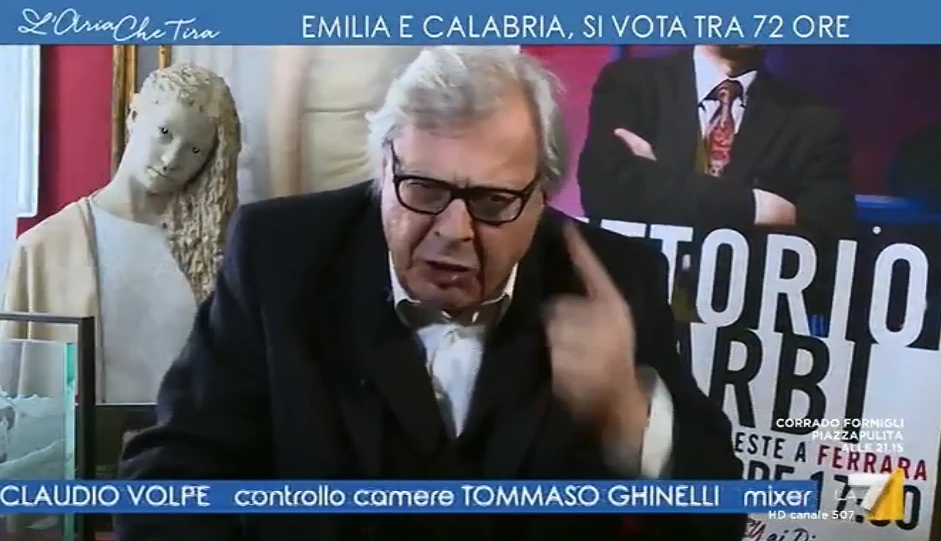 Vittorio Sgarbi contro Nicola Morra a L'aria che tira: "Myrta Merlino, tu hai mandato in onda un untore"
