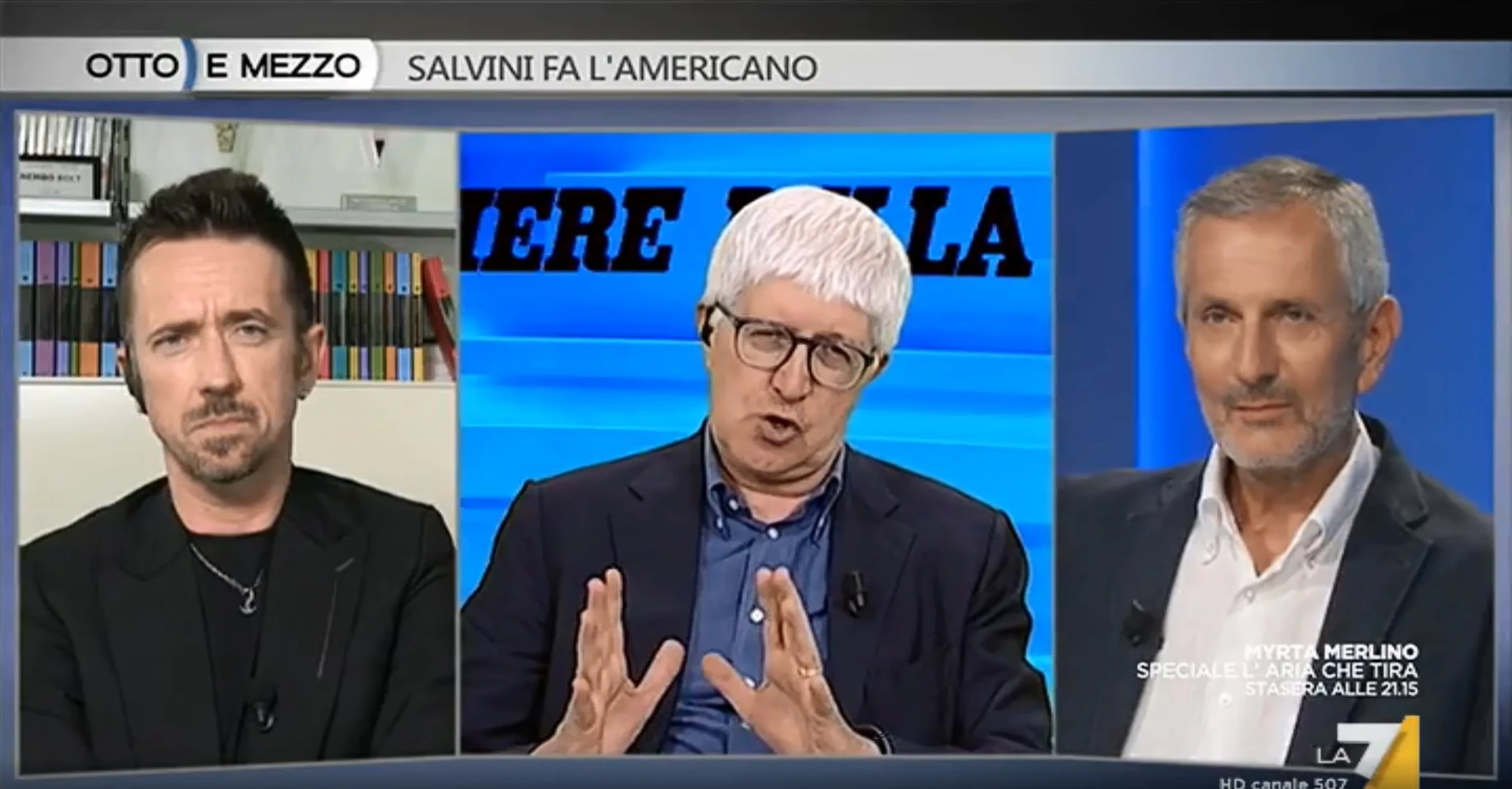 Otto e Mezzo, da Lilli Gruber l'armata contro Matteo Salvini: tutti insieme, loro tre in studio