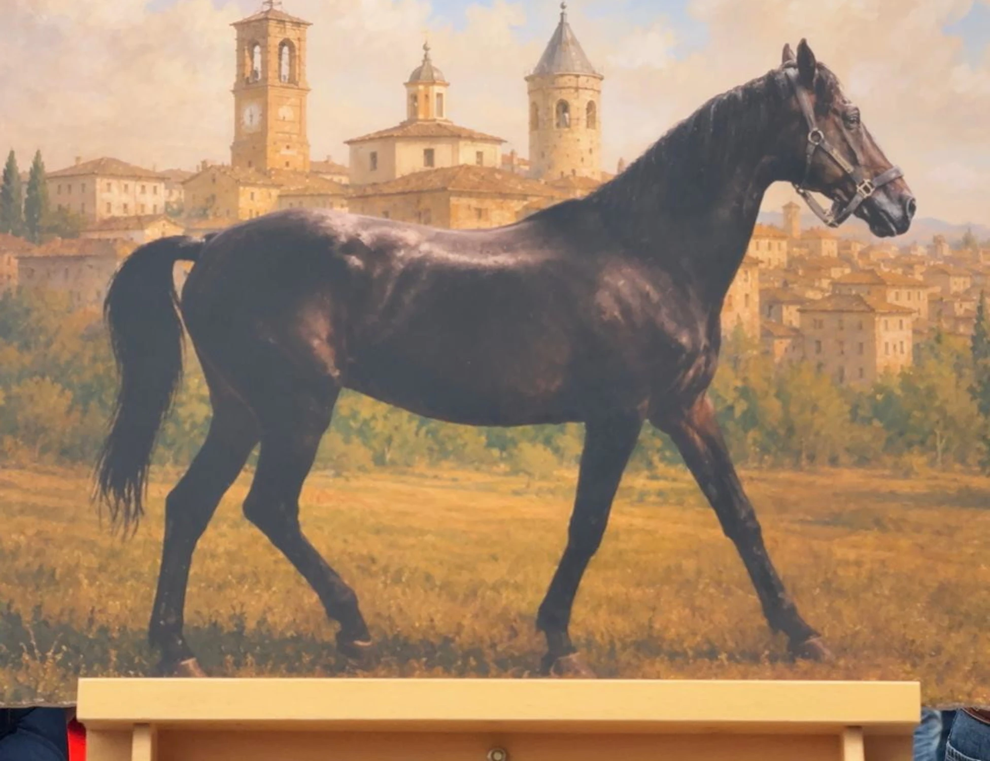 Un quadro raffigurante Varenne al driver Giampaolo Minnucci per ricordare la leggenda del trotto mondiale