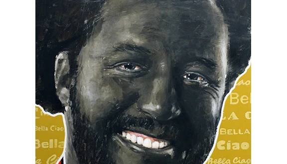 Matteo Salvini dipinto con la pelle scura e il collare da prete: l'opera del congolese finisce all'asta