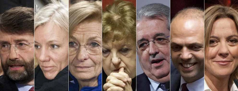 Franceschini, Idem, Bonino, Cancellieri, Saccomanni, Alfano, Lorenzin