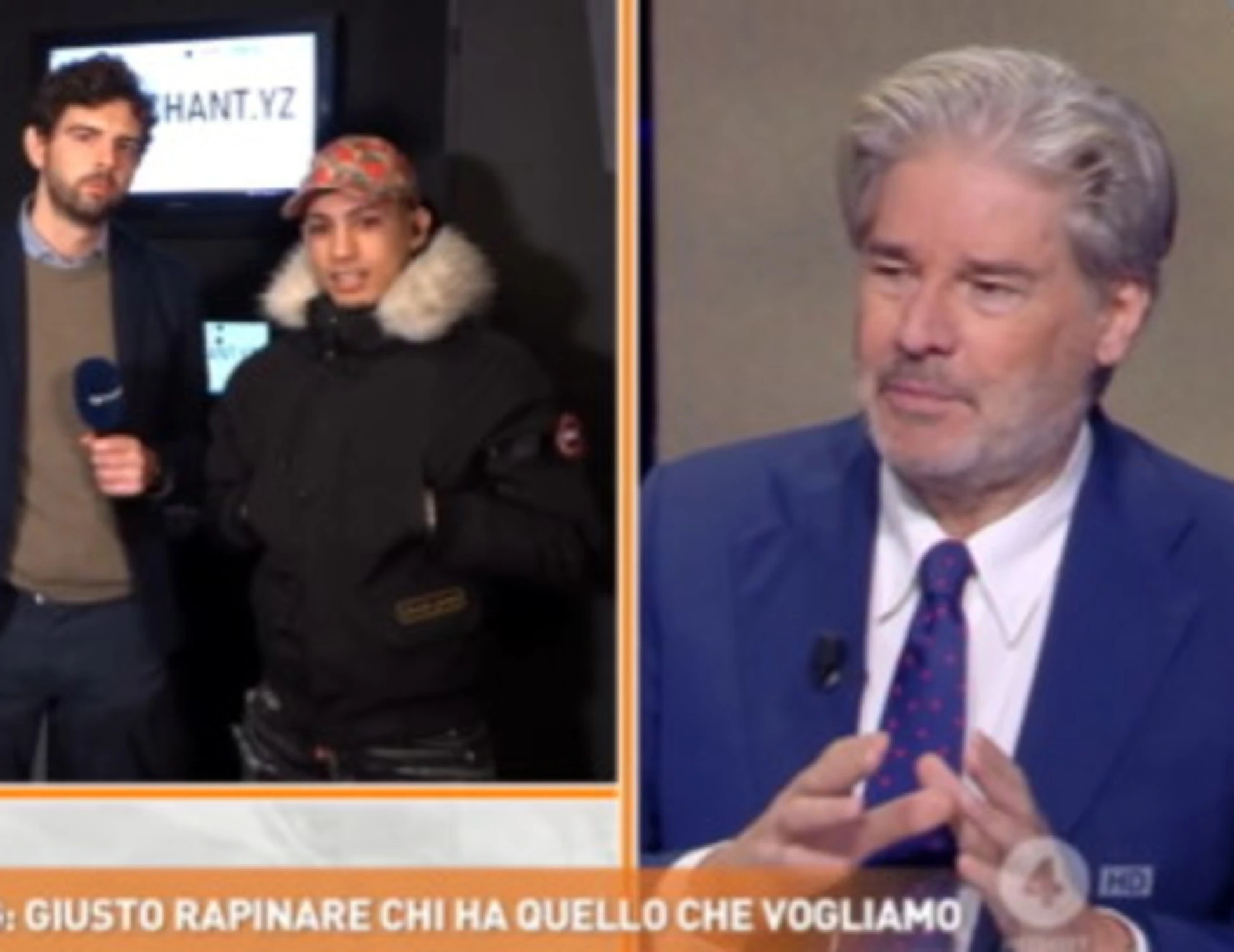 Dritto e rovescio, il maranza provoca e Del Debbio lo zittisce