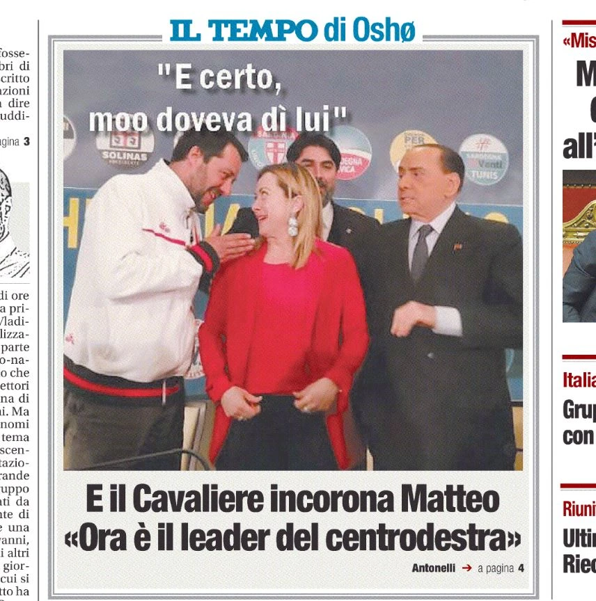 Matteo Salvini: "Certo, doveva dirmelo lui". Osho, la perfida frase su Berlusconi all'orecchio della Meloni