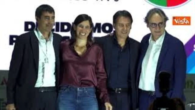 Bonelli, Conte, Fratoianni e Schlein insieme sul palco della festa nazionale di Avs a Roma