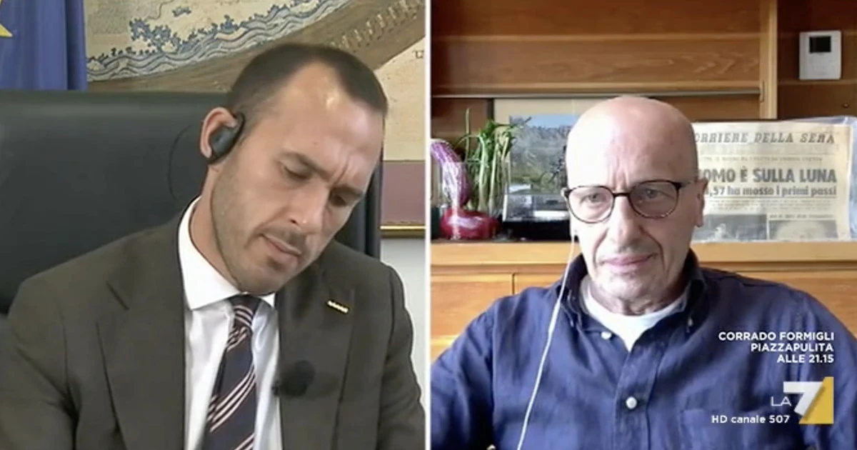 L'Aria che tira, rissa tra Alessandro Sallusti e Manlio Di Stefano: "Sciacalli", "Sciacquatevi la bocca"