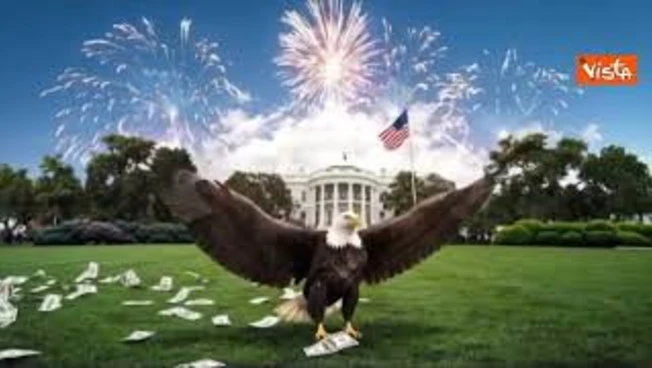 Bela hiša objavila video 'Zlate dobe' z umetno inteligenco: Dežujejo dolarji, letijo orli