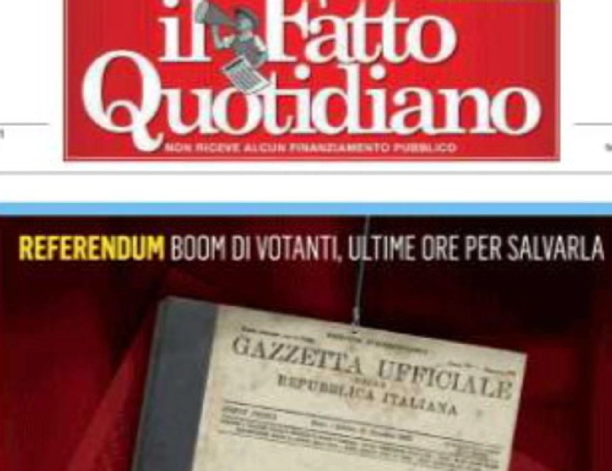 Terrorismo sul referendum: la sconcertante prima pagina del "Fatto"
