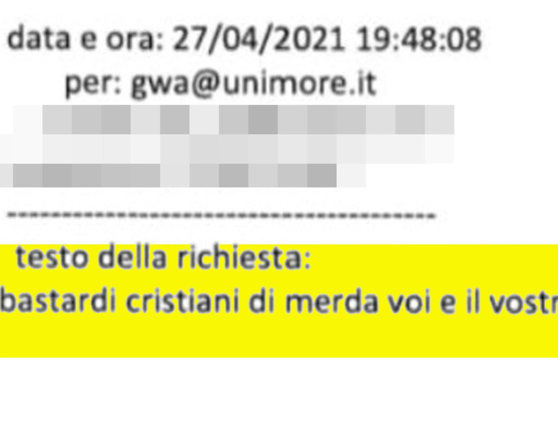 Salim El Koudri, la mail coi messaggi choc: "Voi e il vostro Gesù Cristo, ve lo brucio..."