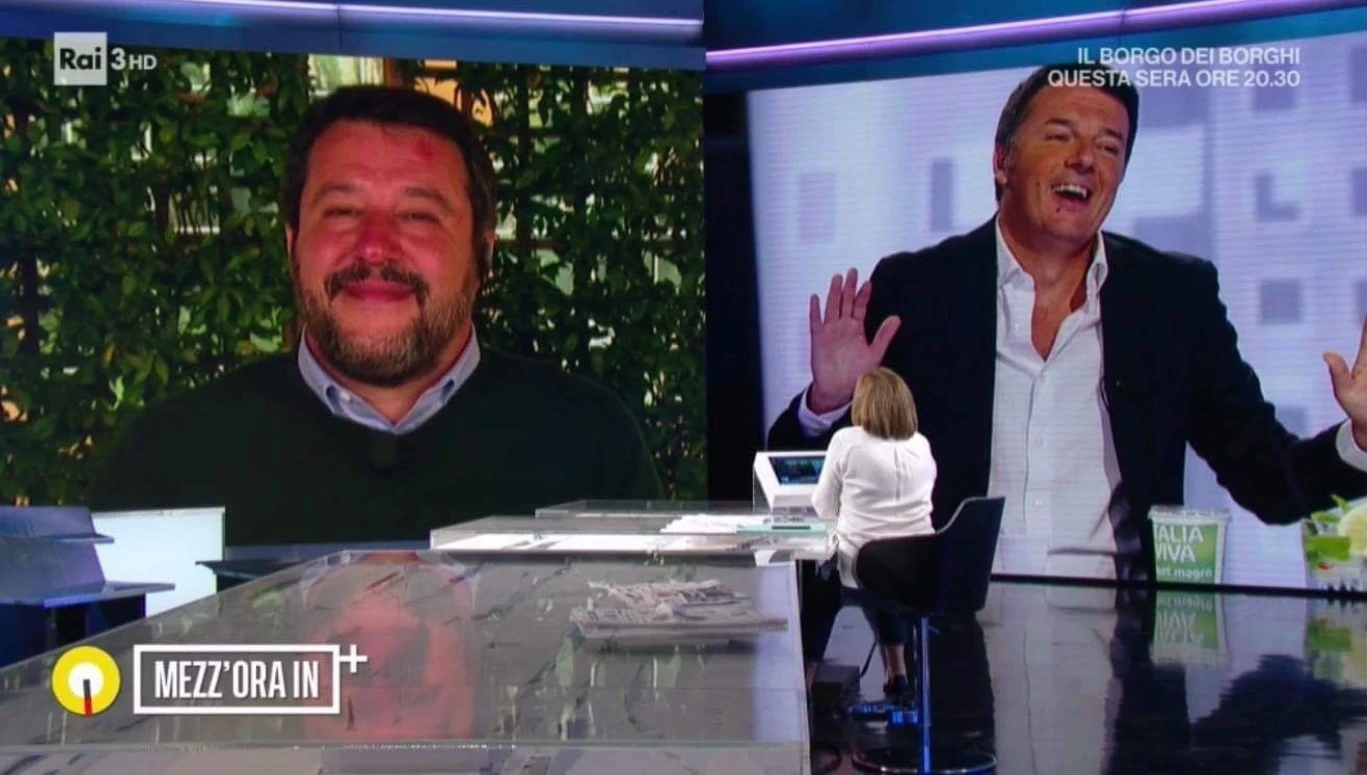 Matteo Salvini a Mezz'ora in più, aneddoto imbarazzante su Matteo Renzi: "Quando scappava sempre"
