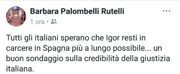 Igor il russo, la verità di Barbara Palombelli: "Gli italiani vogliono che resti in Spagna vista la nostra giustizia"