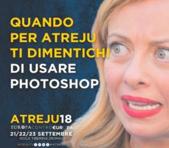 Giorgia Meloni, il manifesto per Atreju con foto senza ritocco