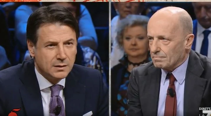 Alessandro Sallusti e Giuseppe Conte, momento imbarazzante a DiMartedì: "Le chiedevo dei rubli..."