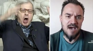 L'aria che tira, tra Vittorio Sgarbi e il giornalista ucraino finisce in disgrazia: "Canaglia", "Capra, stai mentendo"