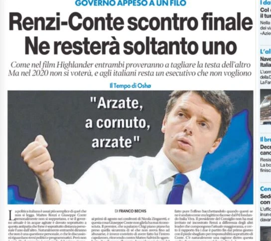 Matteo Renzi, la "frase rubata" contro Giuseppe Conte: "Alzati, cornuto". Disastro di governo servito