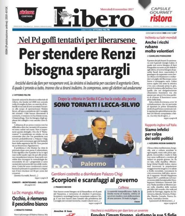Libero, Matteo Renzi: "Il titolo di Feltri è una battuta, non una minaccia"