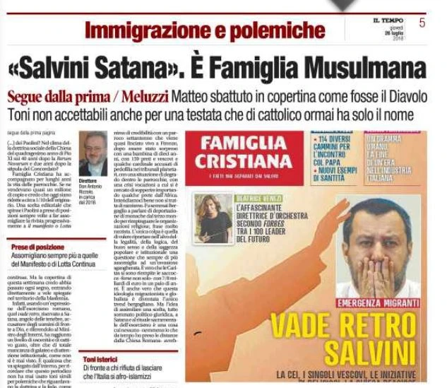 Il Tempo, il titolo più brutale di sempre: "Vade retro Salvini"? Come distrugge Famiglia cristiana