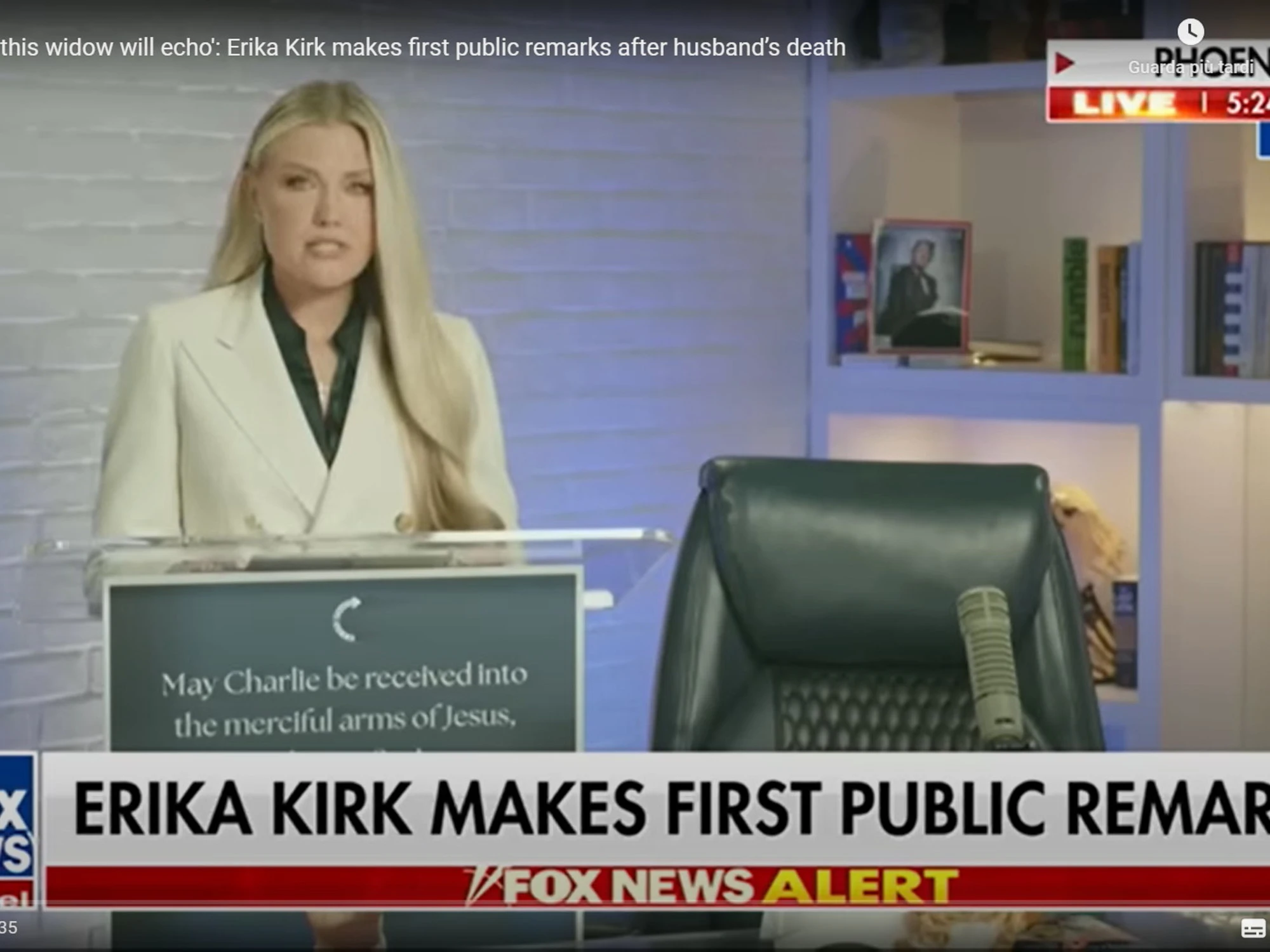 La vedova di Kirk, discorso da brividi: "Non avete idea di ciò che avete scatenato"