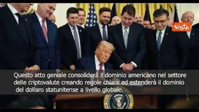 Trump firma legge su criptovalute: Consoliderà dominio Usa nella finanza globale