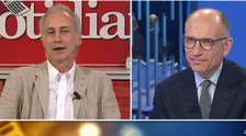 Otto e Mezzo, "non toccate palla". Travaglio bombarda il Pd, Enrico Letta sclera e sfregia Salvini: grottesca rissa dalla Gruber
