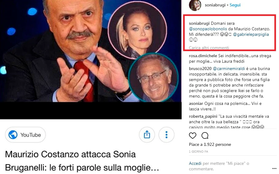 Sonia Bruganelli, frecciata di Lady Bonolis a Maurizio Costanzo: "Mio marito...?"