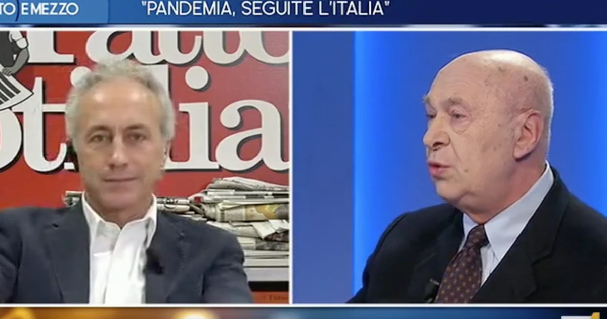 Coronavirus, scontro Marco Travaglio-Paolo Mieli a Otto e mezzo sul "giochino" di Giuseppe Conte