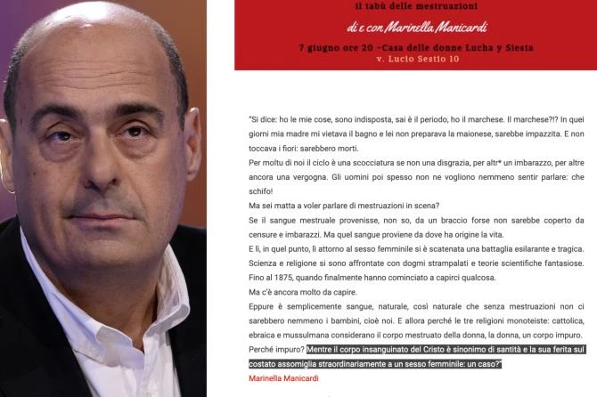 Franco Bechis contro Nicola Zingaretti, "la ferita di Cristo come una vagina": che arte finanzia il leader Pd