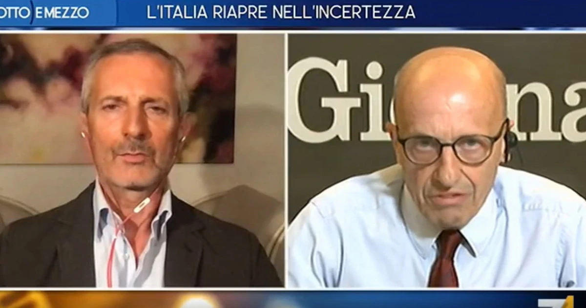 Alessandro Sallusti a Otto e mezzo: "Fase 2, falsa ripartenza. Ci hanno solo detto di tenere le mascherine, come il mio portinaio"