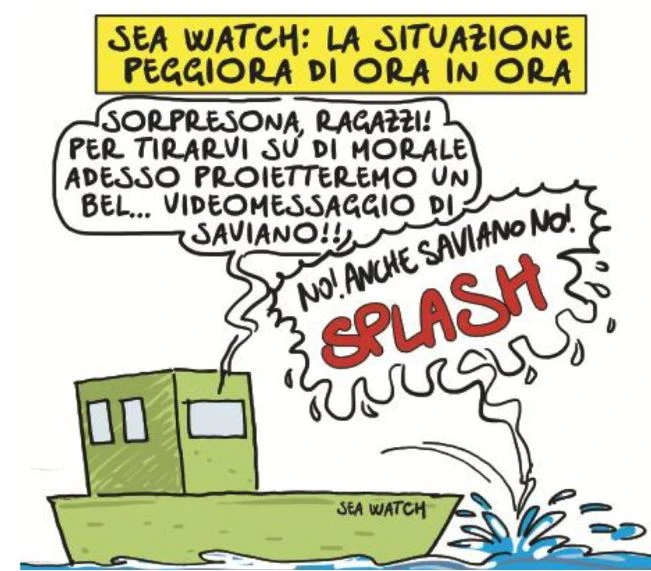 Marco Travaglio, Gad Lerner contro la vignetta di Natangelo su Robero Saviano e Sea Watch: "Disgustosa"