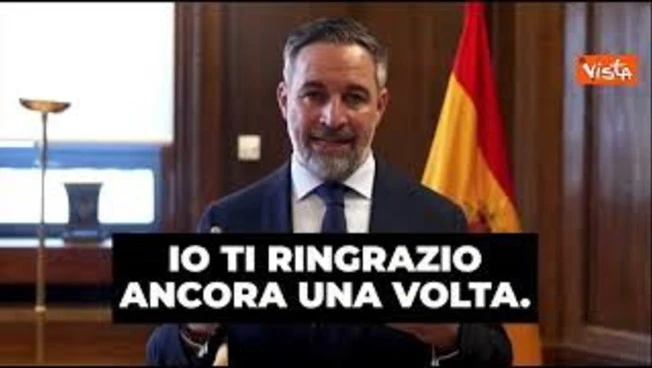 Messaggio di Santiago Abascal, leader spagnolo di Vox a Pontida: Viva l'Europa delle Nazioni libere