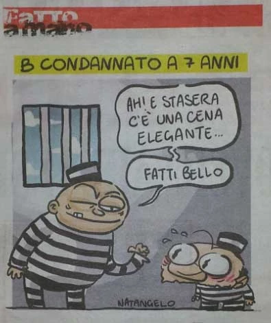 Caso Ruby, la vignetta del "Fatto": Berlusconi sodomizzato da un galeotto