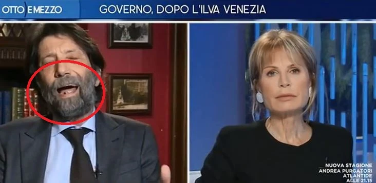 Otto e mezzo, Massimo Cacciari e il "dettaglio" in bocca: la regia indugia, occhio al cerchio rosso