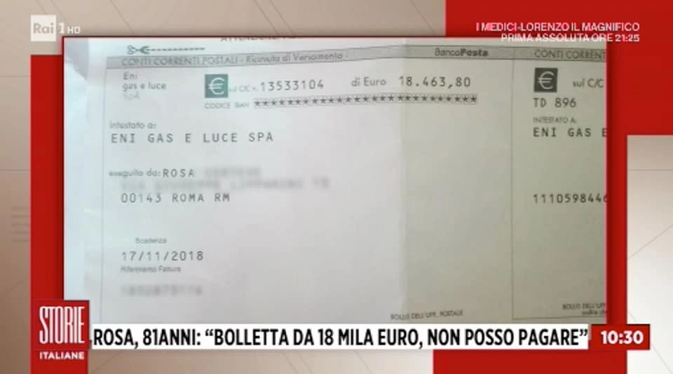 Storie italiane, Eleonora Daniele racconta la tragedia di un'anziata: bolletta di 18mila euro