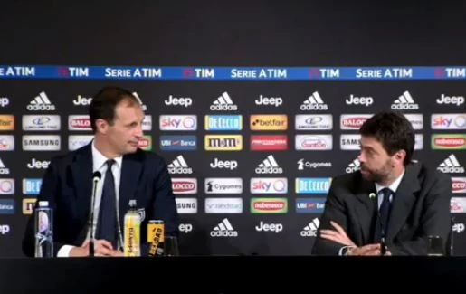 Massimiliano Allegri, la battuta di Agnelli su Ambra Angiolini in diretta: imbarazzo, la faccia del mister
