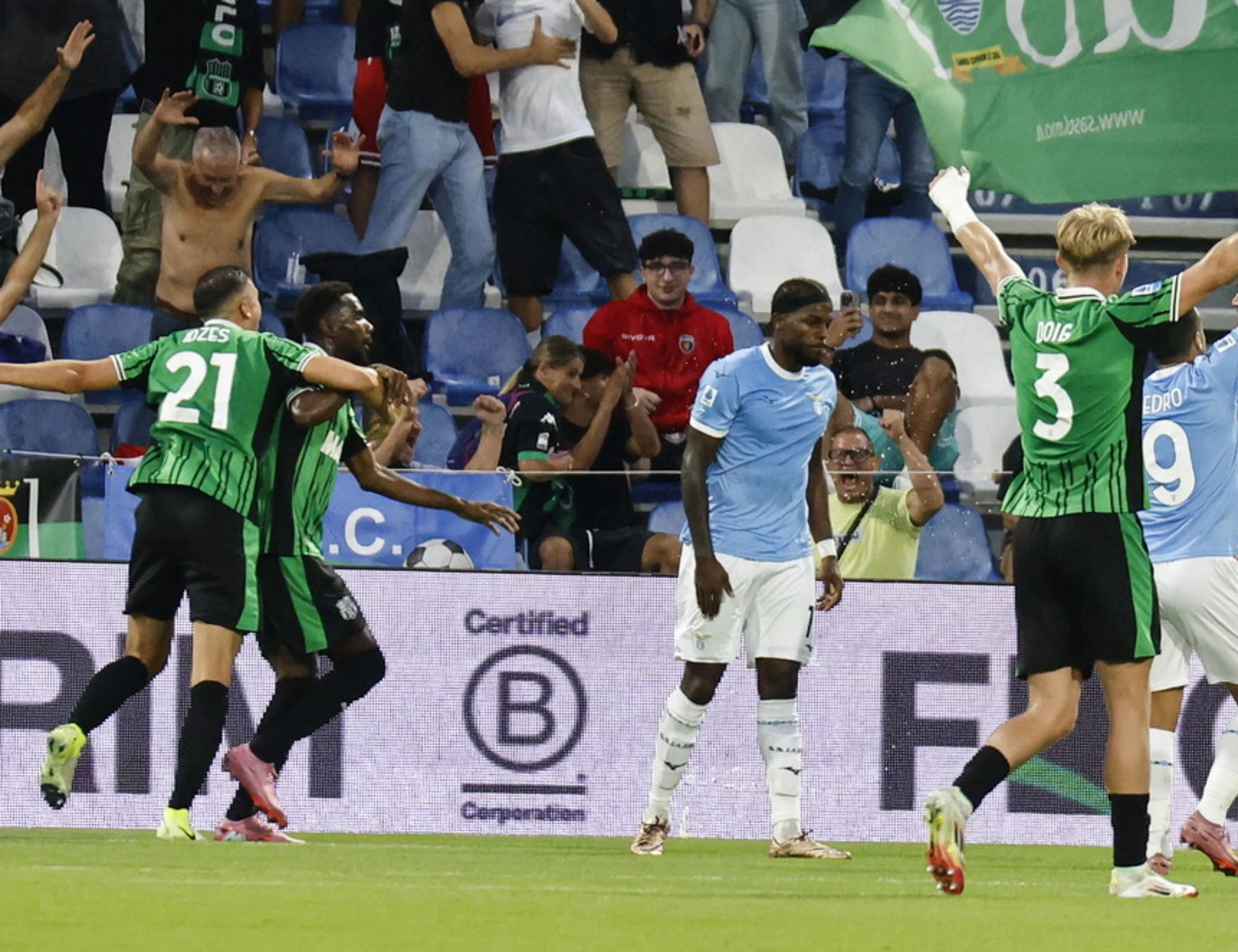 Lazio, il Sassuolo vince in casa 1 a 0: la decide un gol di Aleu Fadera