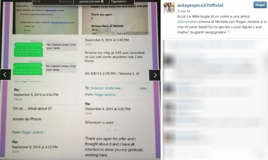 Aida Yespica tradita dal suo compagno e sbotta su Instagram